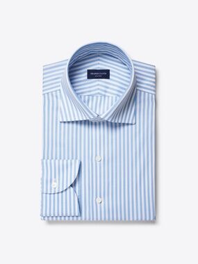 Proper Cloth Men's The Stretch Non-Iron Dress Shirt Light Blue Bengal Stripe